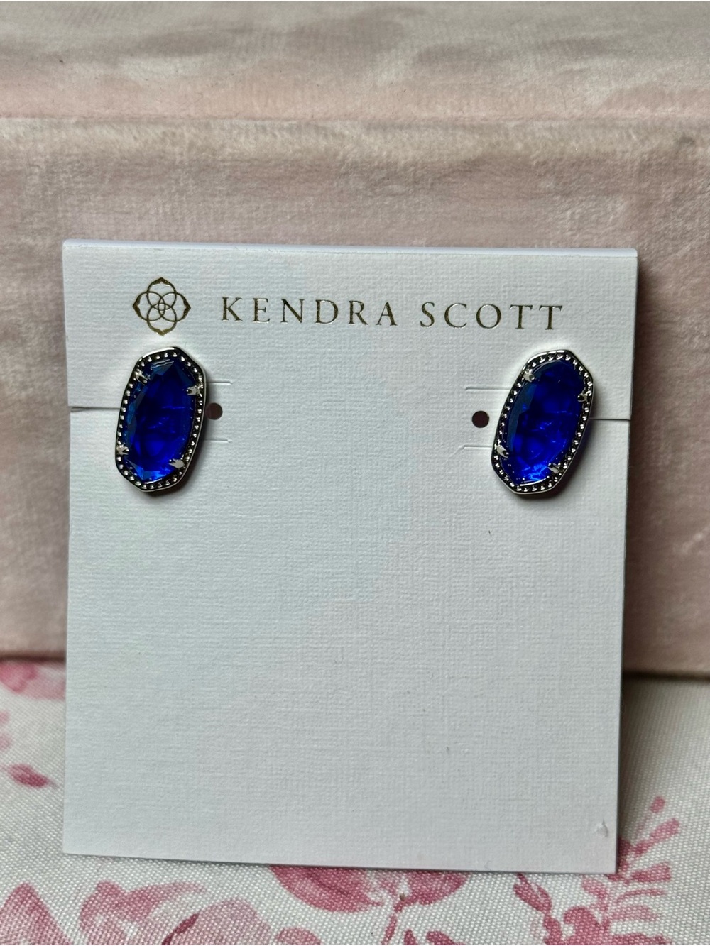 Kendra Scott Ellie Cobalt Cat’s Eye & Silver Stud Earrings